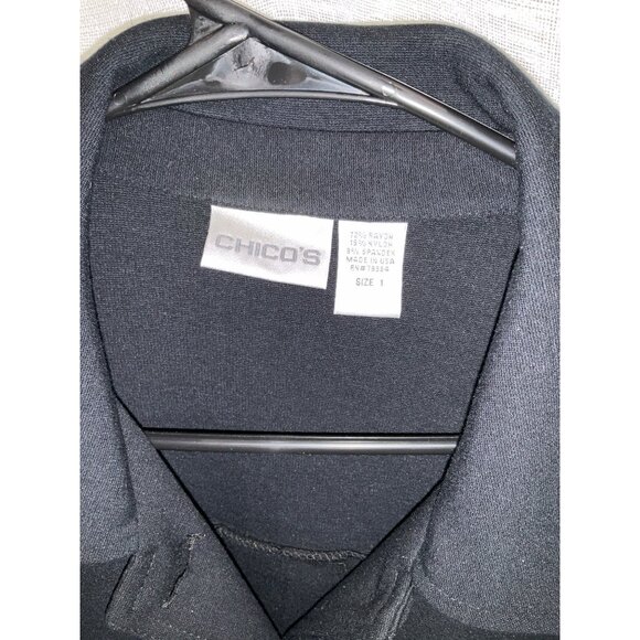Chicos Womens Black Button-Up Jacket Size 1 Medium - Picture 2 of 4